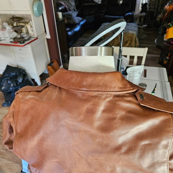 Vintage USA Men's SCHOTT BIKER FUR LINED BROWN LEATHER BOMBER Jacket Sz 44 - Picture 12 of 16